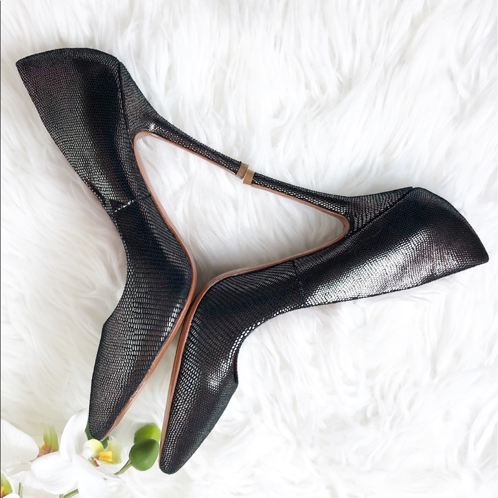 Charles Jourdan Clare Metallic Black Stilettos - Picture 9 of 14
